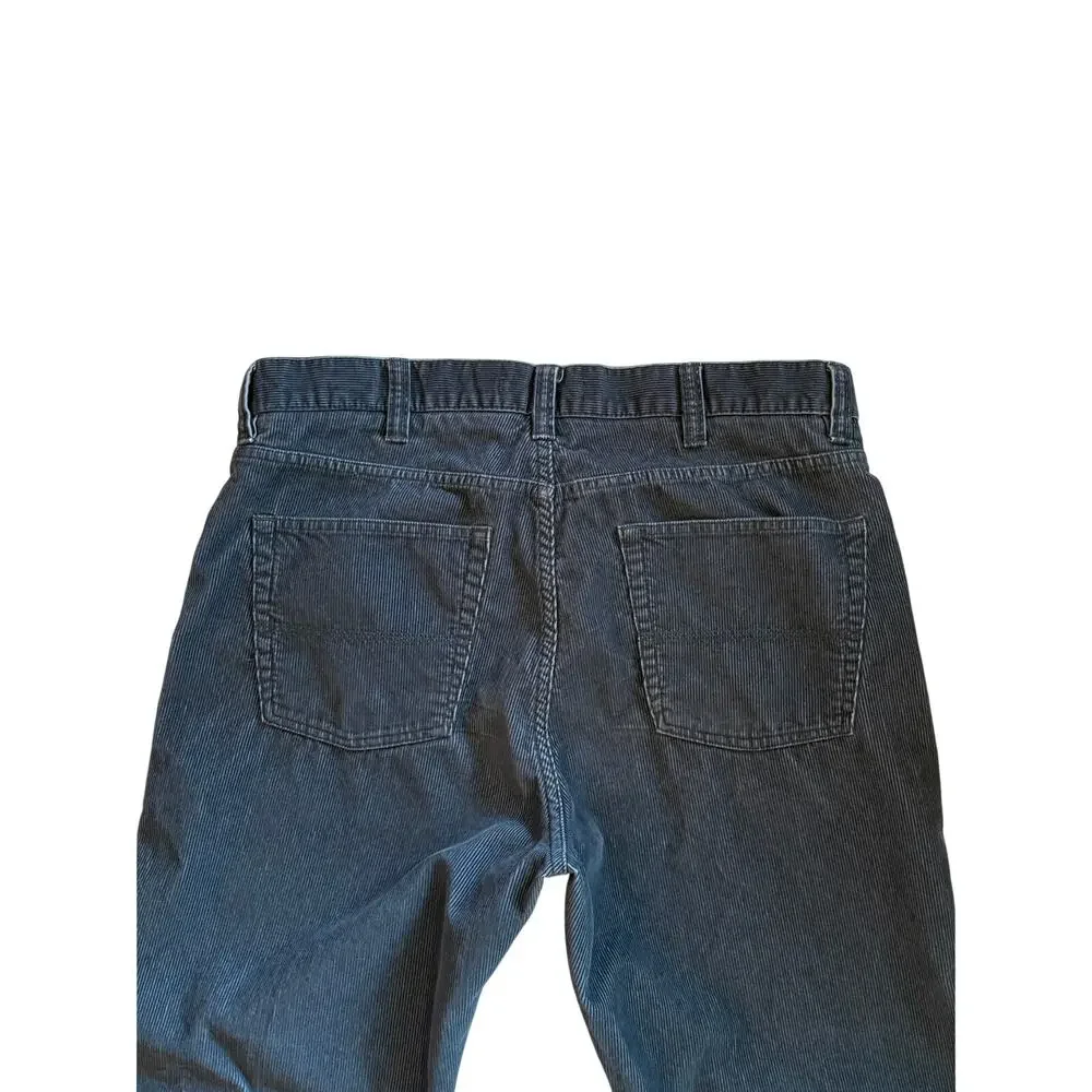 LL Bean Corduroy Pants Mens Sz 36x34 Gray Standard Fit Straight Leg 100% Cotton